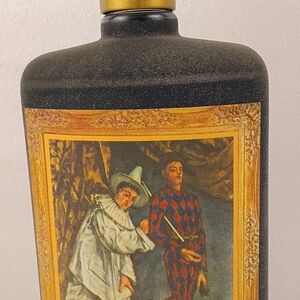 Vintage Mardi Gras Decorative Textured Liquor Bottle Harlequin & Pierrot Art